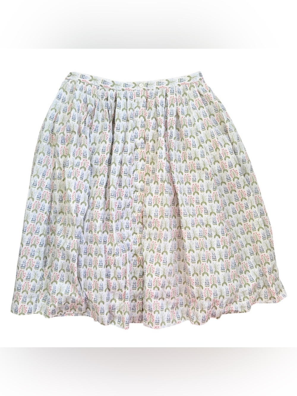 Brooks Brothers Cotton Floral Print Pleated Skirt